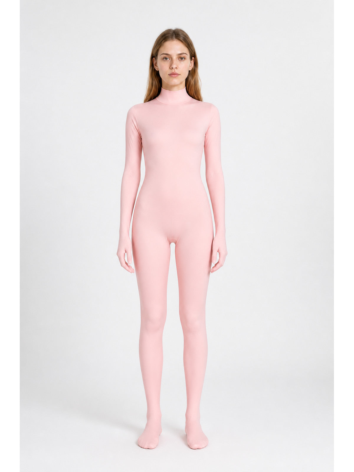 Pink one-piece jumpsuit with hood and gloves main product view