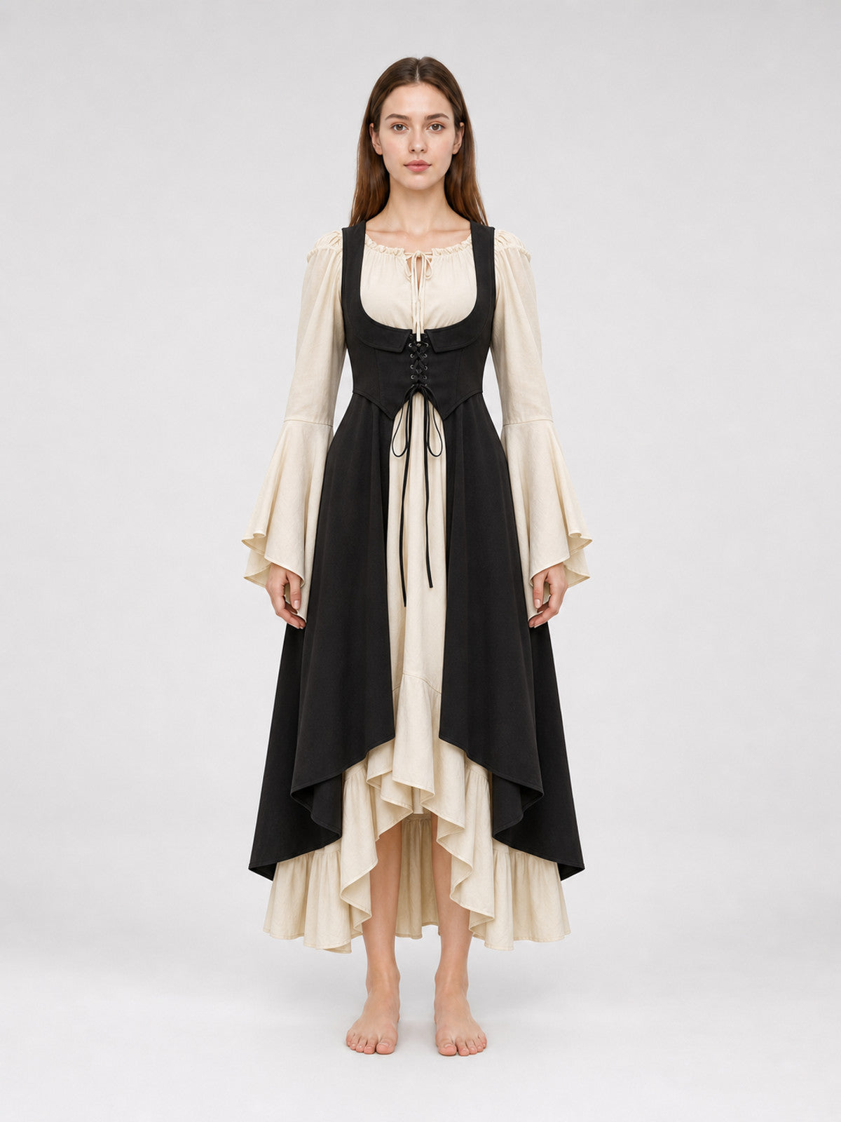 Black Medieval-Style Overdress front view