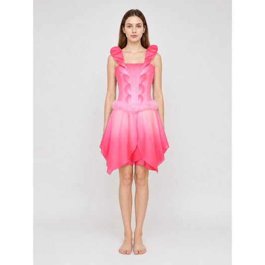 Pink Fairy Cosplay Dress with Full Skirt on-model view