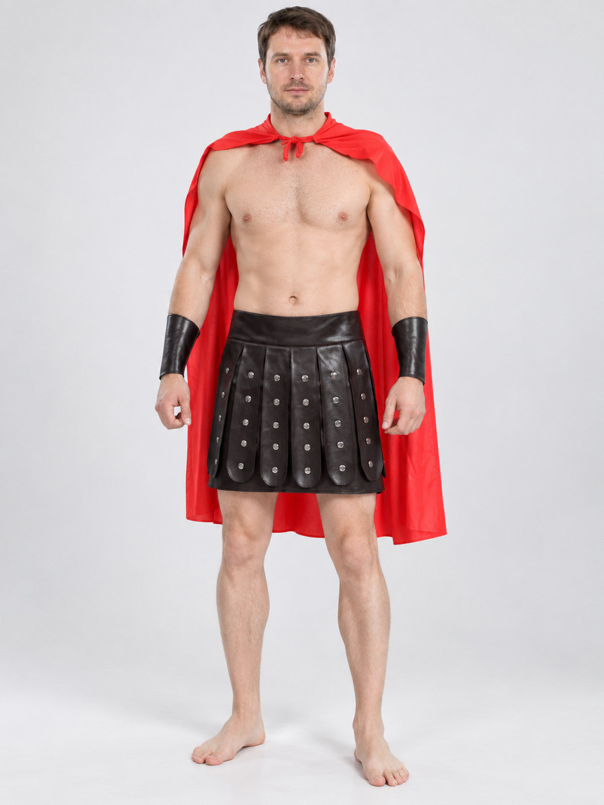Spartan-Style Carnival Costume with Red Cape