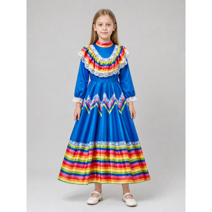 Costume dress with long sleeves, folk style on-model view