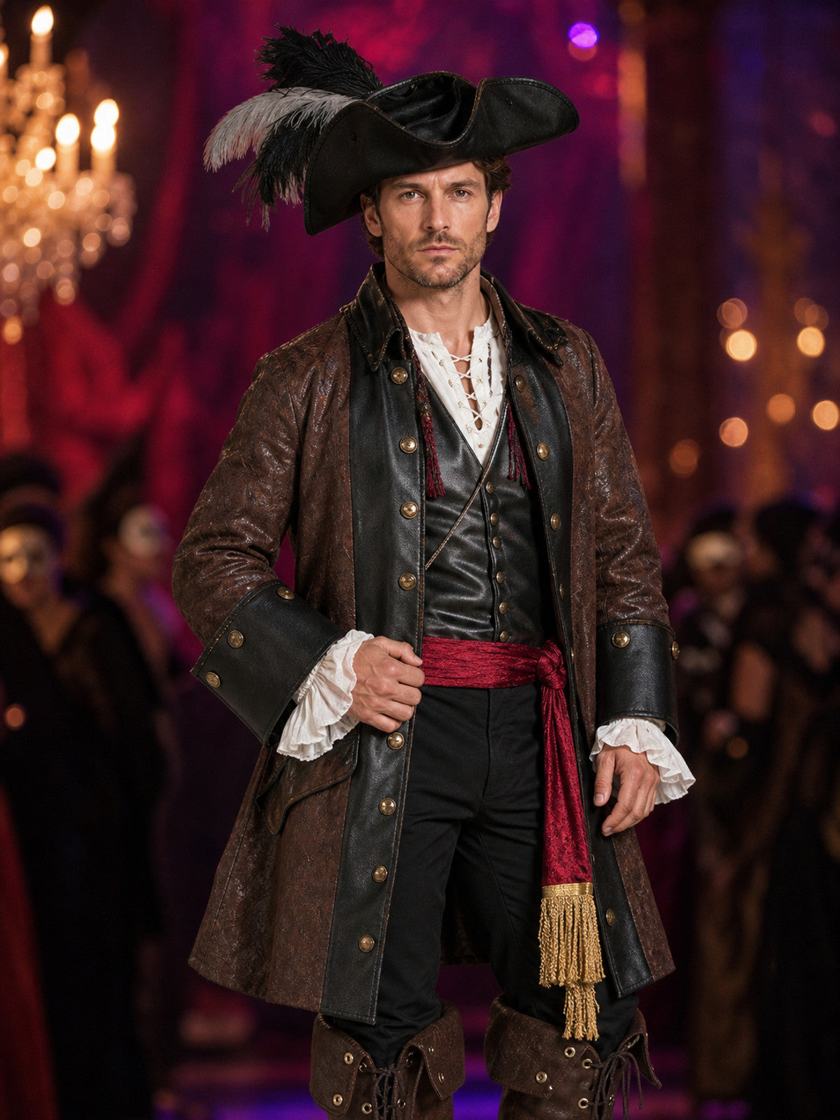 Captain Jack-Style Pirate Costume for Halloween Cosplay on-model view