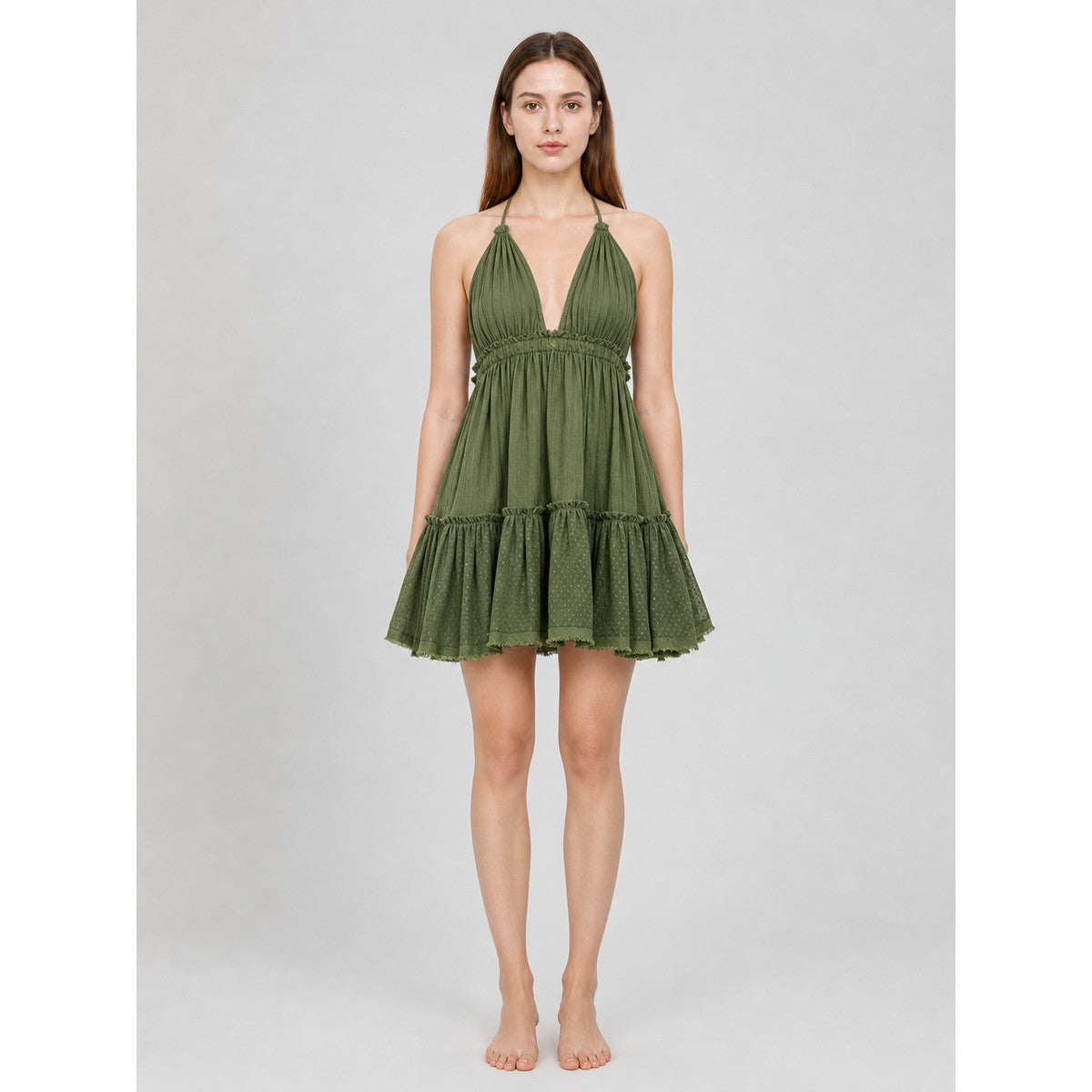 Sleeveless Boho Cotton Dress with Open Back