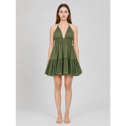 Sleeveless Boho Cotton Dress with Open Back