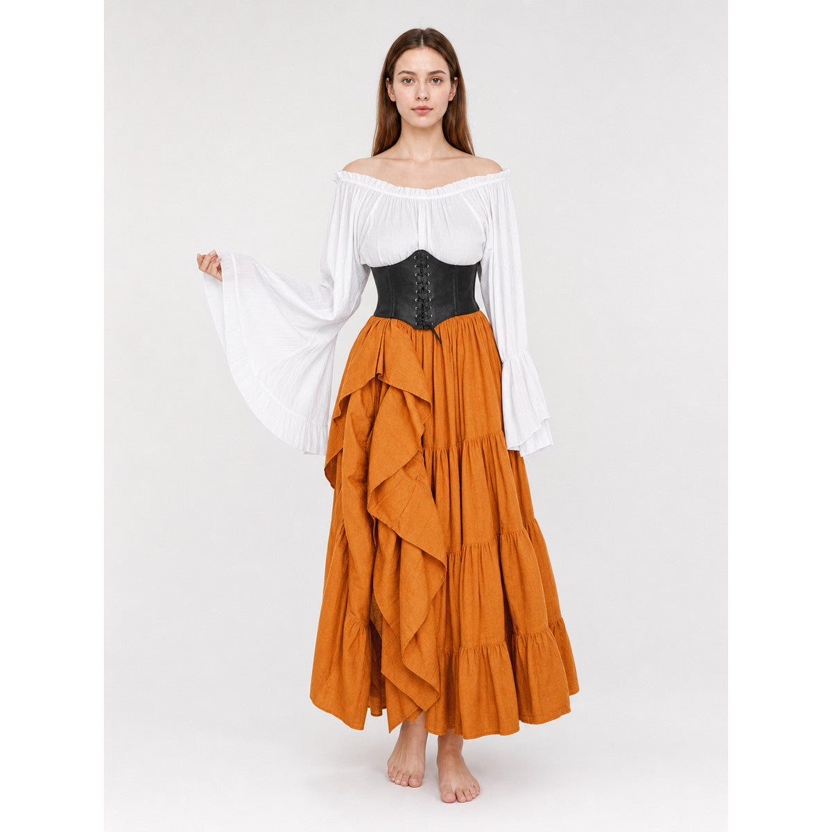 Historical Costume with Corset and Tiered Skirt