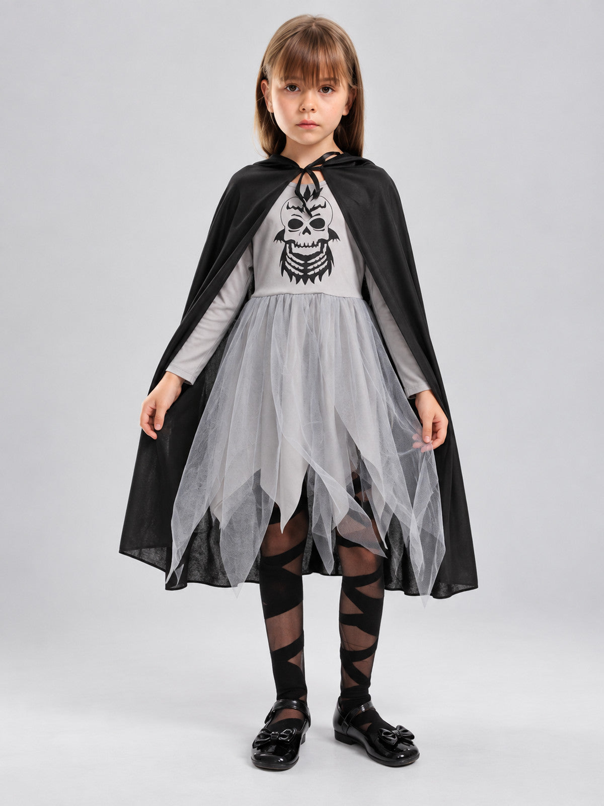 Halloween Costume: Skull Dress and Black Cape
