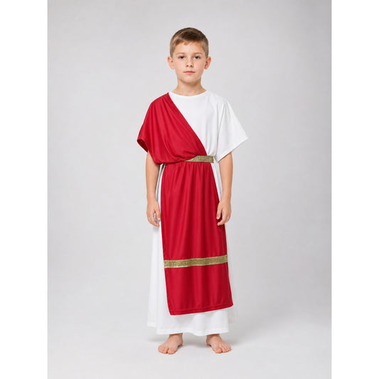 Ancient Greek-Style Costume with Red Draping