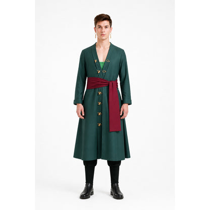 Roronoa Zoro Cosplay Costume with Long Coat and Belts main product view