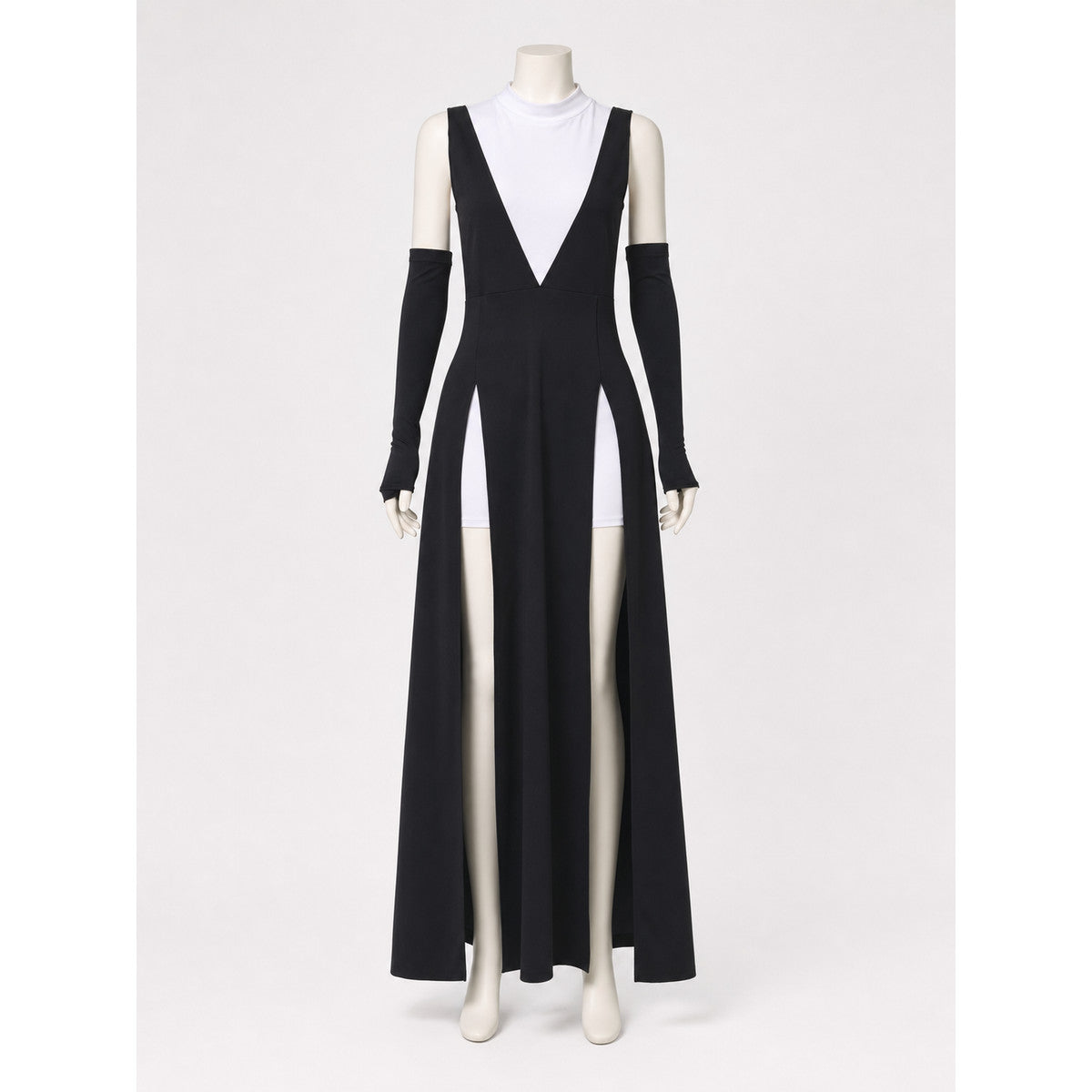 Gothic Robe Dress with High Side Slits on-model view