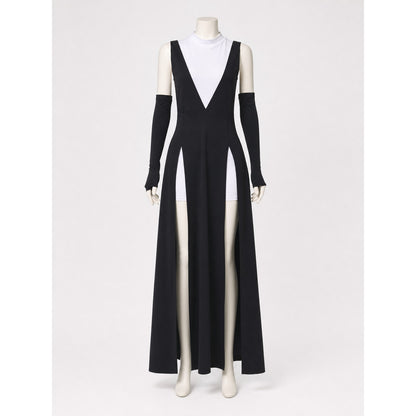 Gothic Robe Dress with High Side Slits on-model view