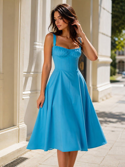 Women's Summer Dress with Spaghetti Straps and a Full Skirt main product view