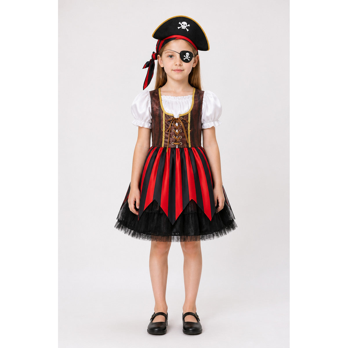 Pirate Costume for Girls with Dress, Hat, and Eye Patch main product view