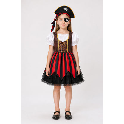 Pirate Costume for Girls with Dress, Hat, and Eye Patch main product view