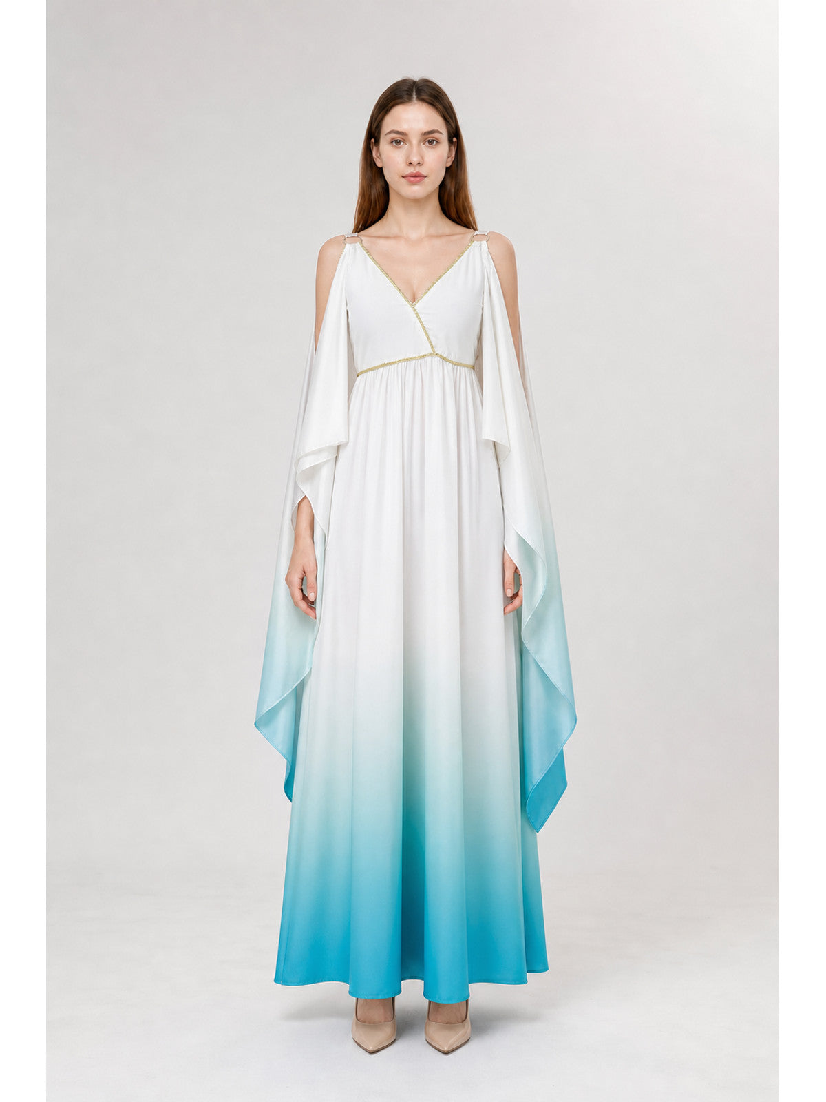 Long Cosplay Dress with Cape Sleeves