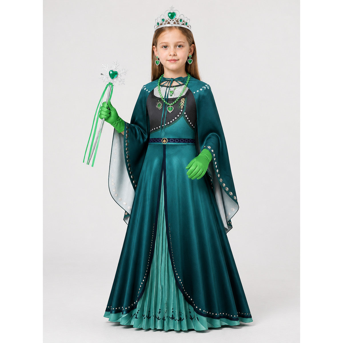Princess Costume with Cape, Dark Green main product view