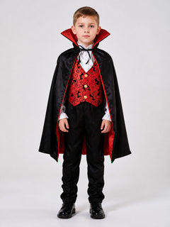 Children's vampire costume with cape, vest, and pants