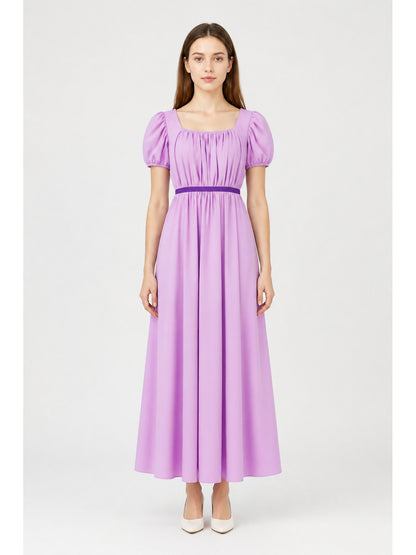 Purple Dress with Puff Sleeves and a Long Skirt main product view