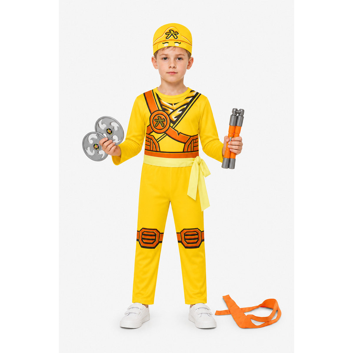 Yellow Ninja Jumpsuit for Cosplay with Print main product view
