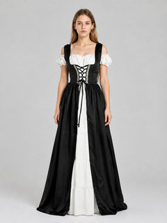 Medieval Black and White Dress with a Corset Bodice