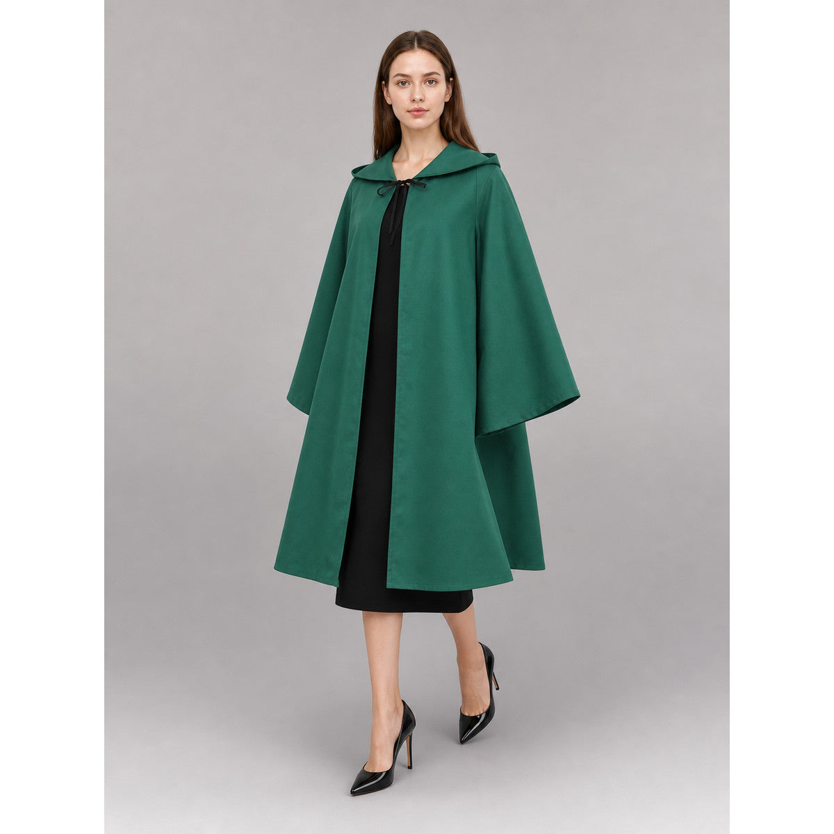 Long Green Carnival Cloak with Hood