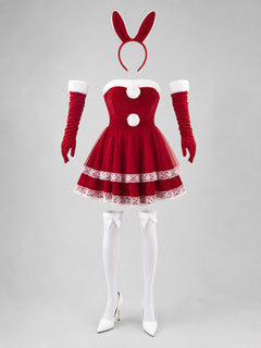 Red-and-White Bunny Costume for Cosplay and Parties