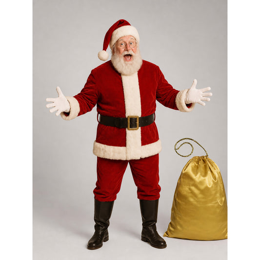 Gold Drawstring Gift Bag for Christmas on-model view