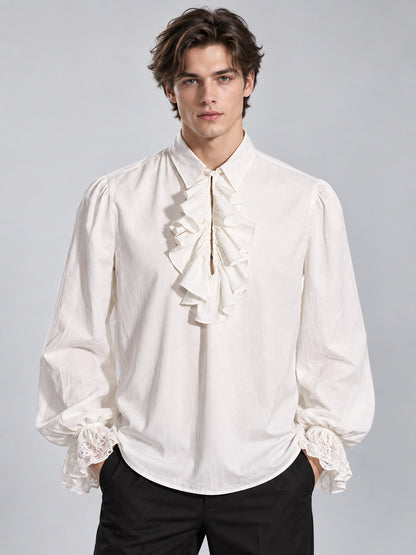 White shirt with a jabot and lace cuffs