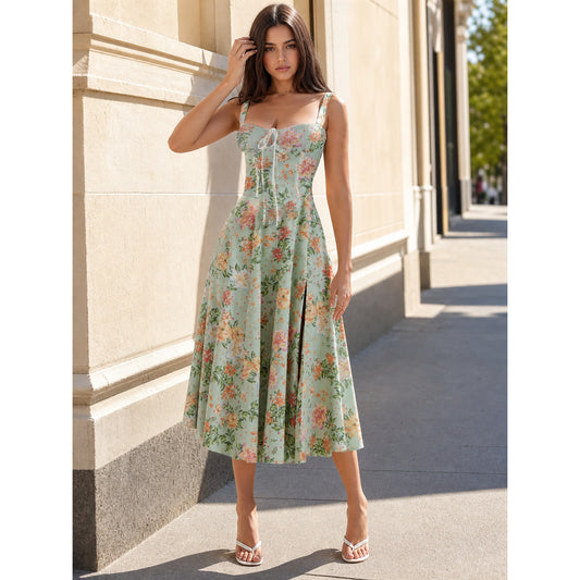 Women's Square-Neck Floral Print Dress