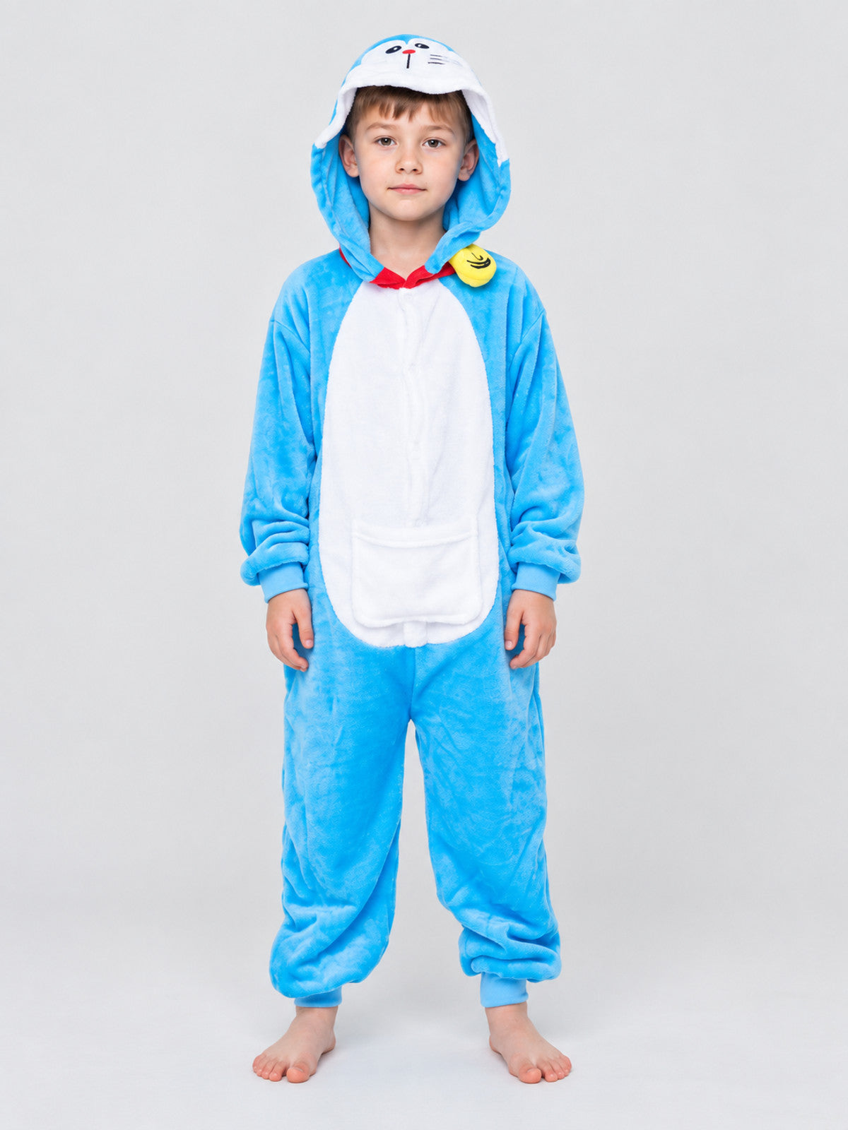 Blue Flannel Hooded Pajama Jumpsuit