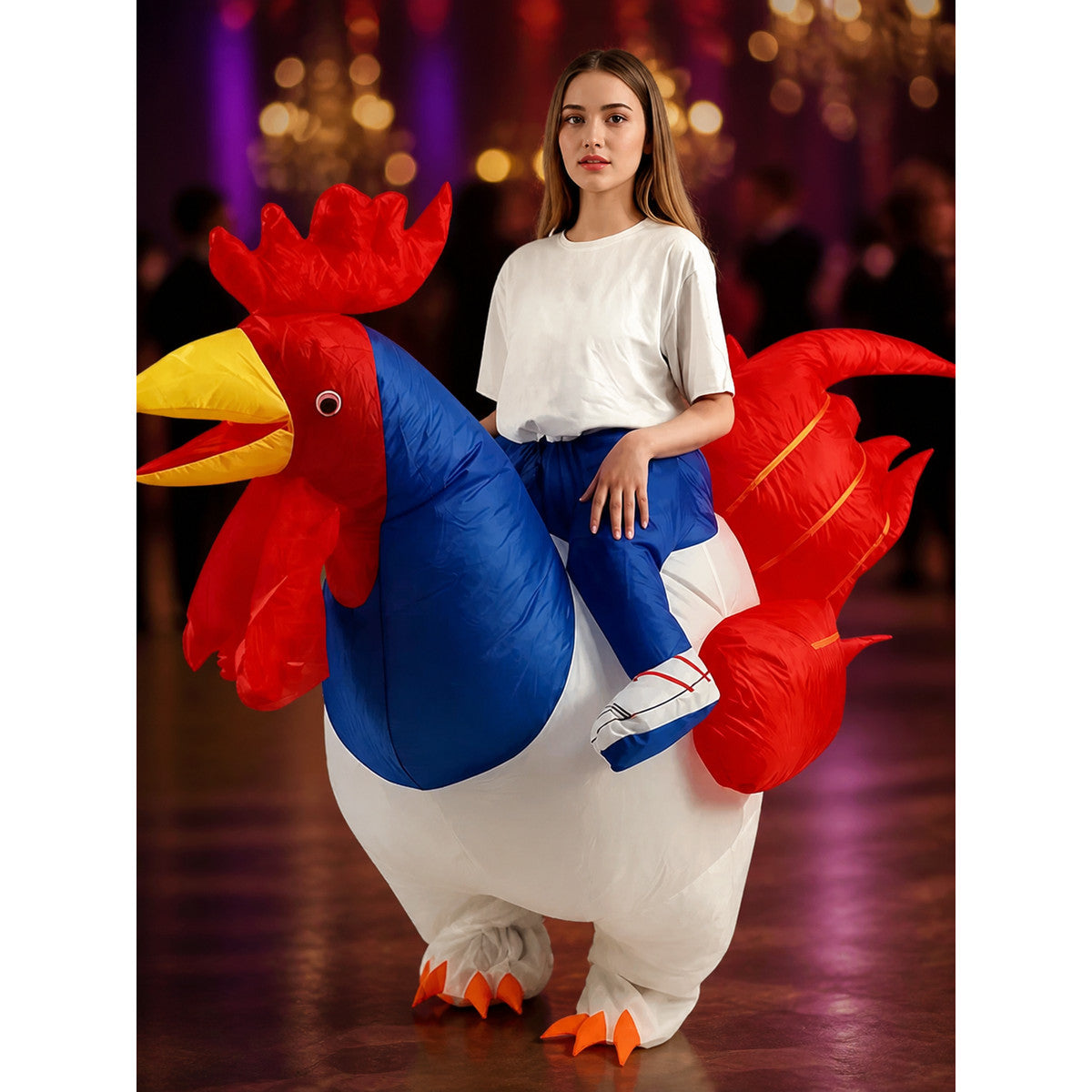Adult Rooster Inflatable Costume for Halloween Party on-model view