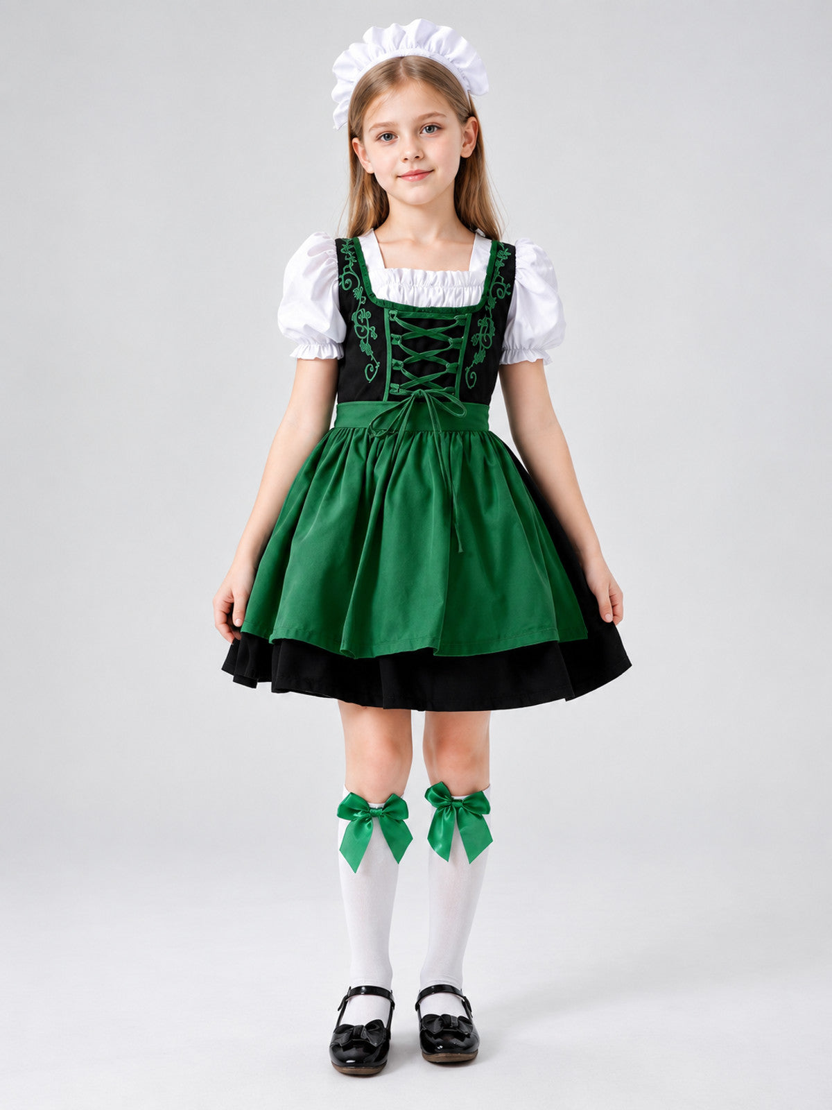Bavarian-Style Costume with Apron and Headpiece