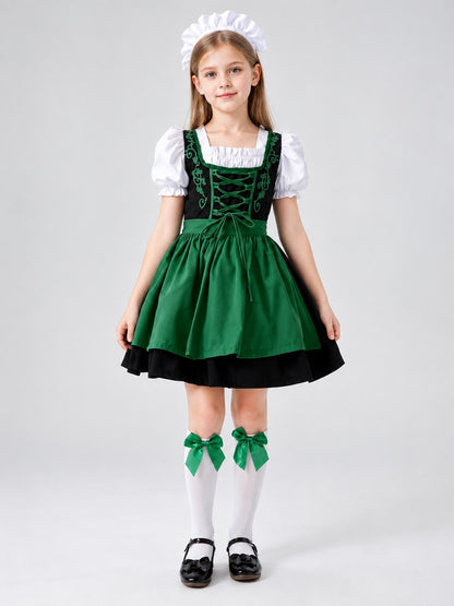 Bavarian-Style Costume with Apron and Headpiece