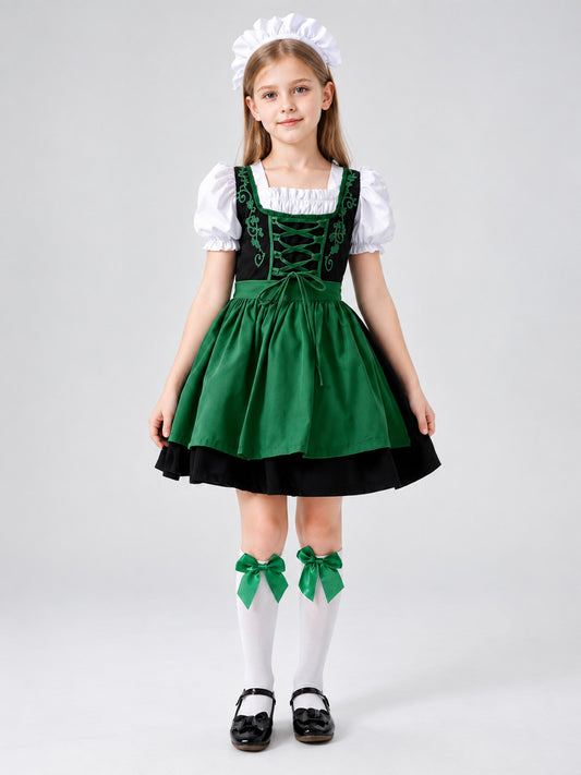 Bavarian-Style Costume with Apron and Headpiece