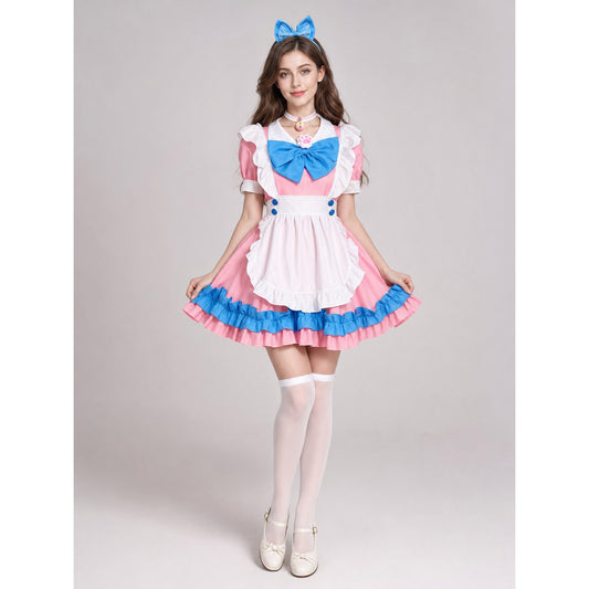 Maid Costume Dress with Apron and Bow