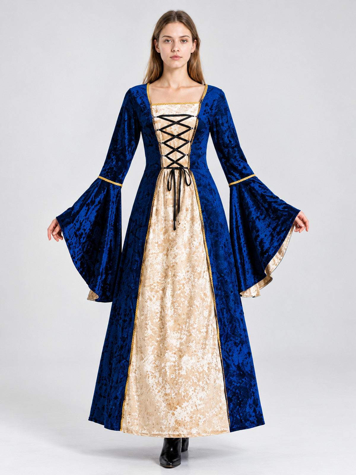 Floor-Length Costume Dress with Lace-Up Detailing