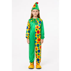 Children's Polka-Dot Clown Jumpsuit with Hat