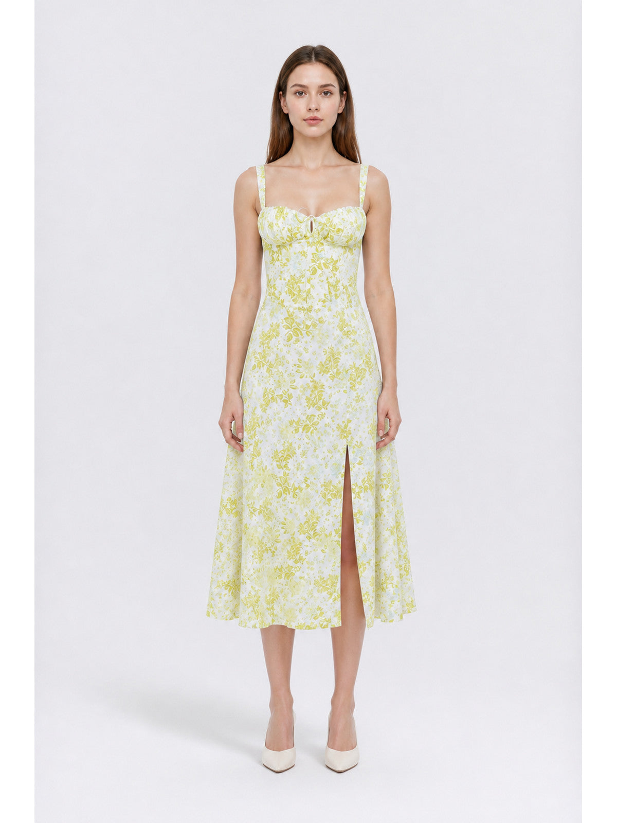 Spaghetti Strap Dress with Slit and Floral Print main product view