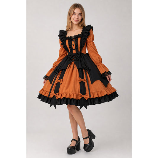 Orange Pumpkin Lolita Dress for Halloween on-model view