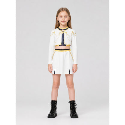 Kids' Demon Huntress Costume with Top and Skirt on-model view