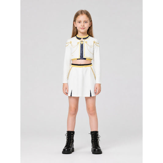 Kids' Demon Huntress Costume with Top and Skirt on-model view