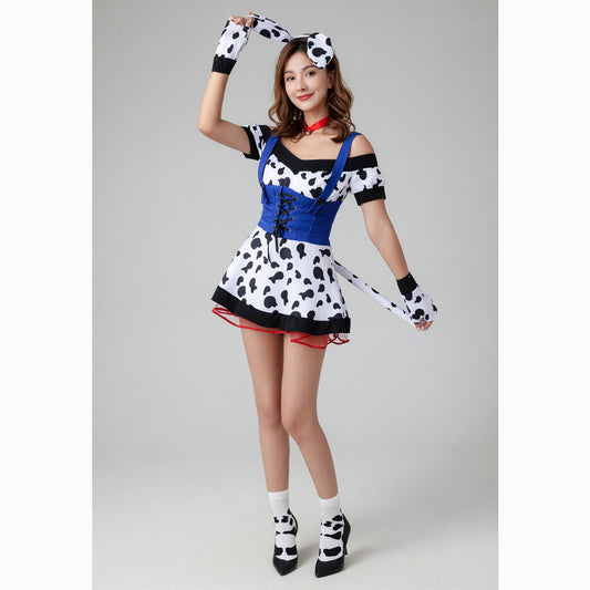 Carnival Cow Costume with Ears and Tail on-model view