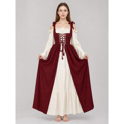 Renaissance-Style Costume Dress with Lacing on-model view