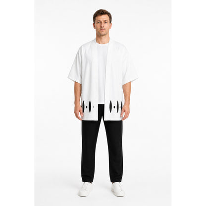 White Anime Cosplay Robe with Black Pattern main product view