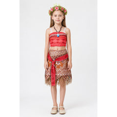 Children's Moana Halloween Costume with Skirt and Accessories