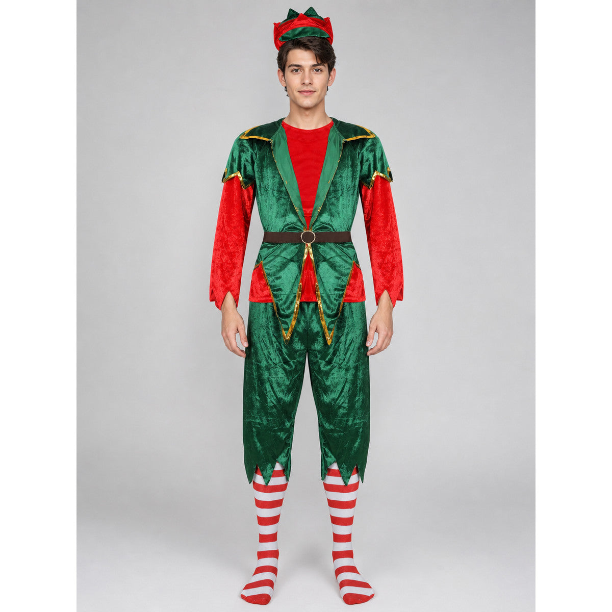 Christmas Elf Costume: Green and Red Jumpsuit