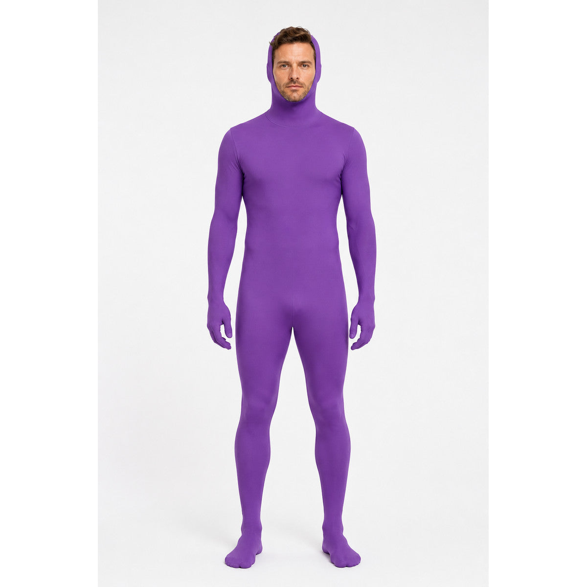 Purple Form-Fitting Hooded Halloween Bodysuit