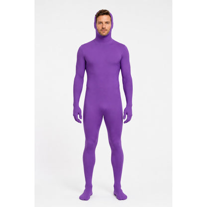 Purple Form-Fitting Hooded Halloween Bodysuit