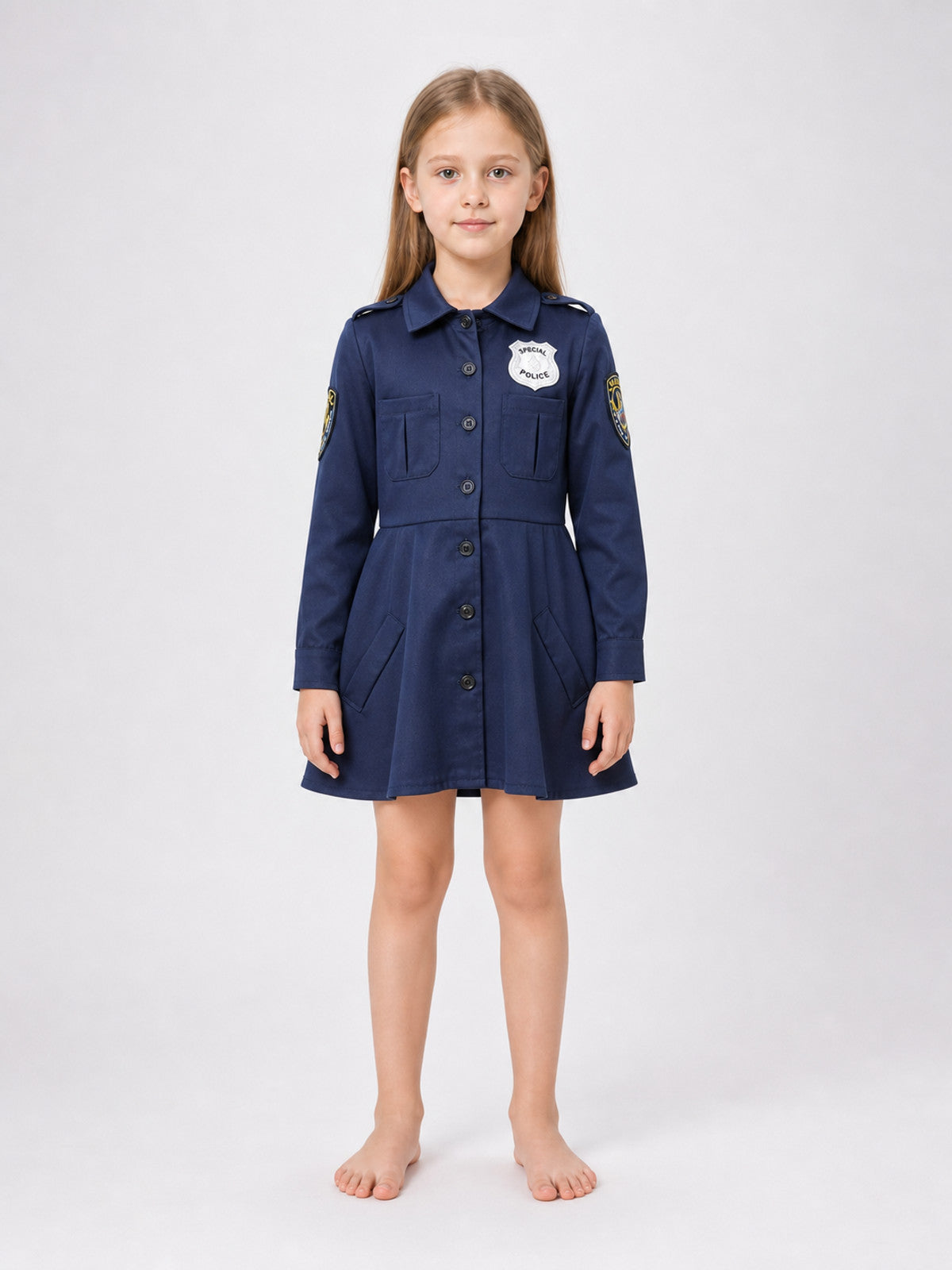 Police Officer Costume Dress with Cap front view