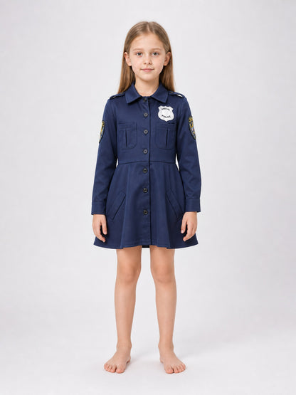 Police Officer Costume Dress with Cap front view