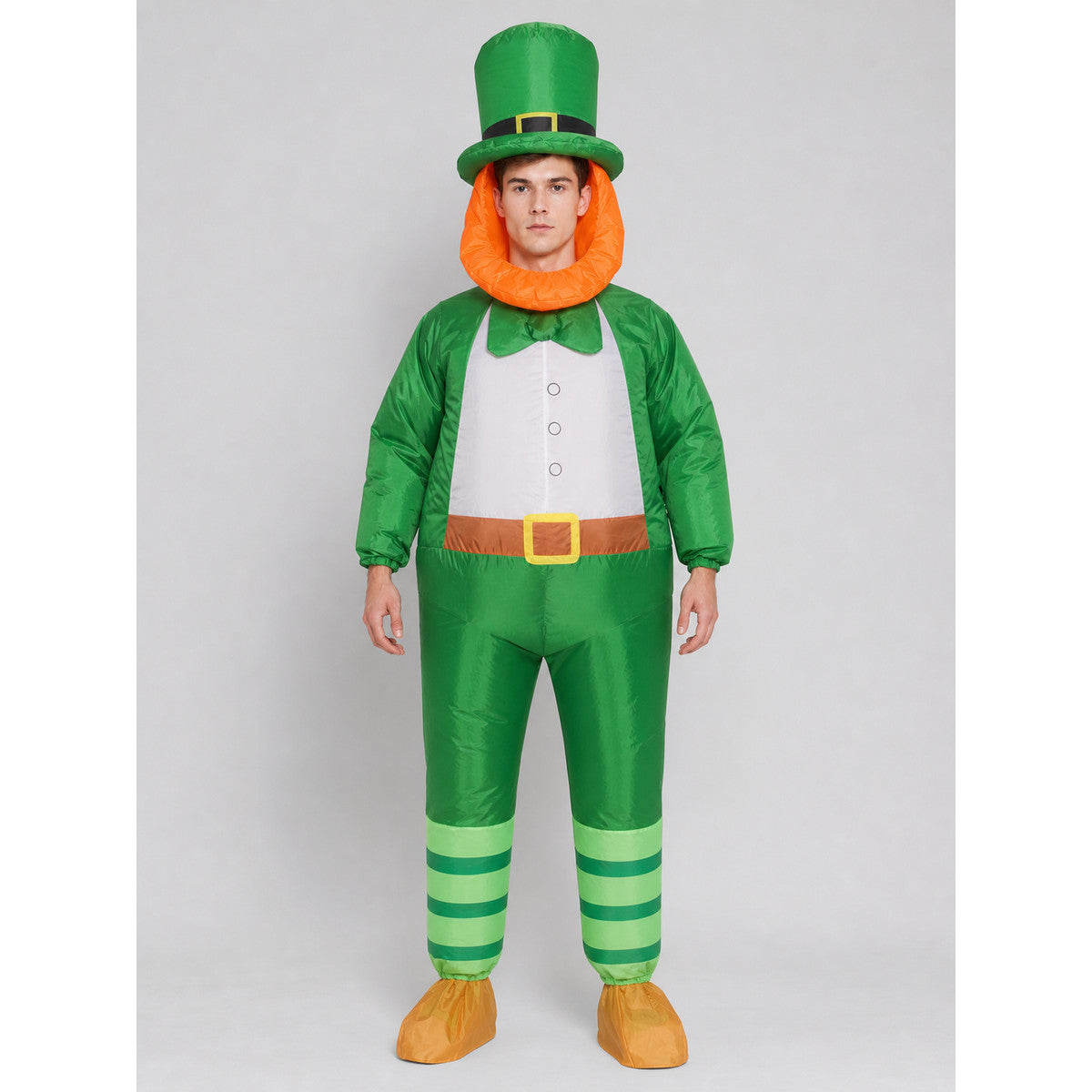 Green Inflatable Leprechaun Costume for Celebrations front view